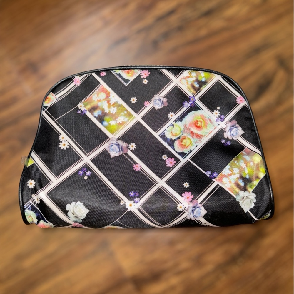 Floral Black Makeup Travel Pouch